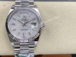 AR Factory Rolex Daydate 40*12.2mm 3255 Movement White MOP Face Baguette SS Band Watch